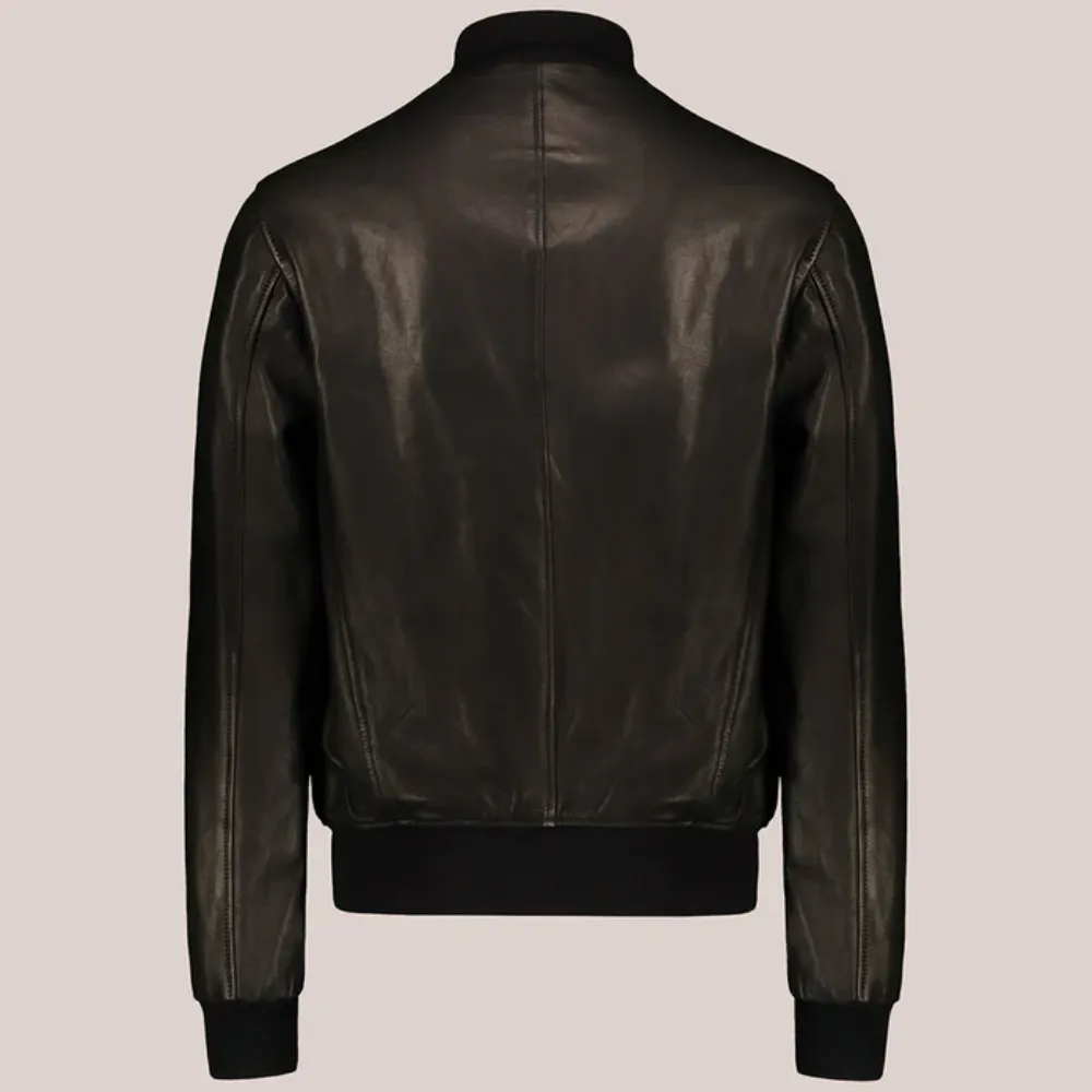 Men Vintage Black A1 Flight Lambskin Leather Bomber Jacket