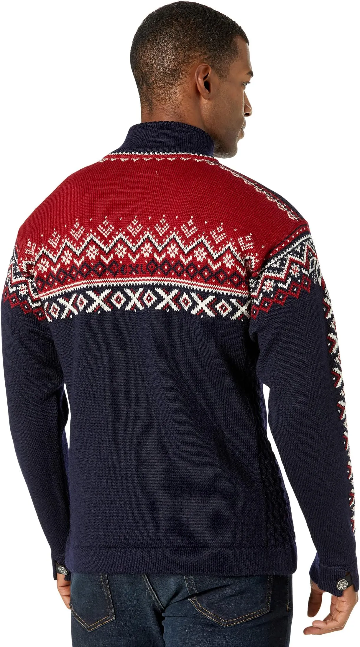 Men's Dale of Norway 140th Anniversary Sweater, Navy/Red Rose/Off-White