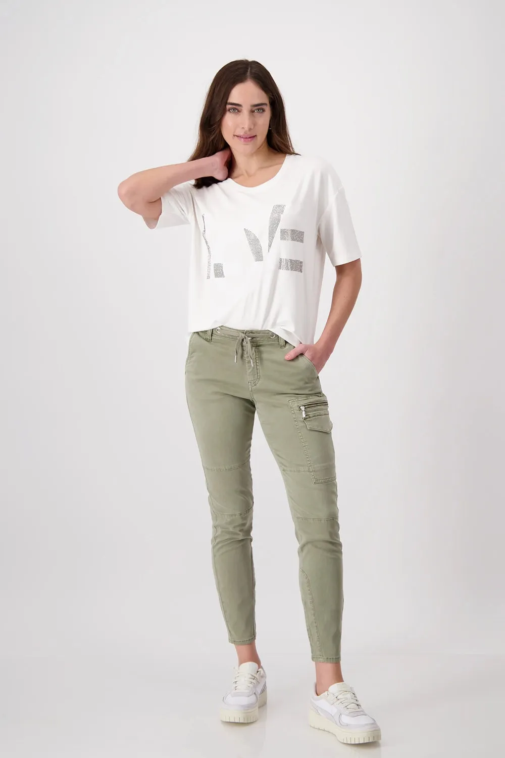 MONARI | Drawstring Trousers in Sage 408385