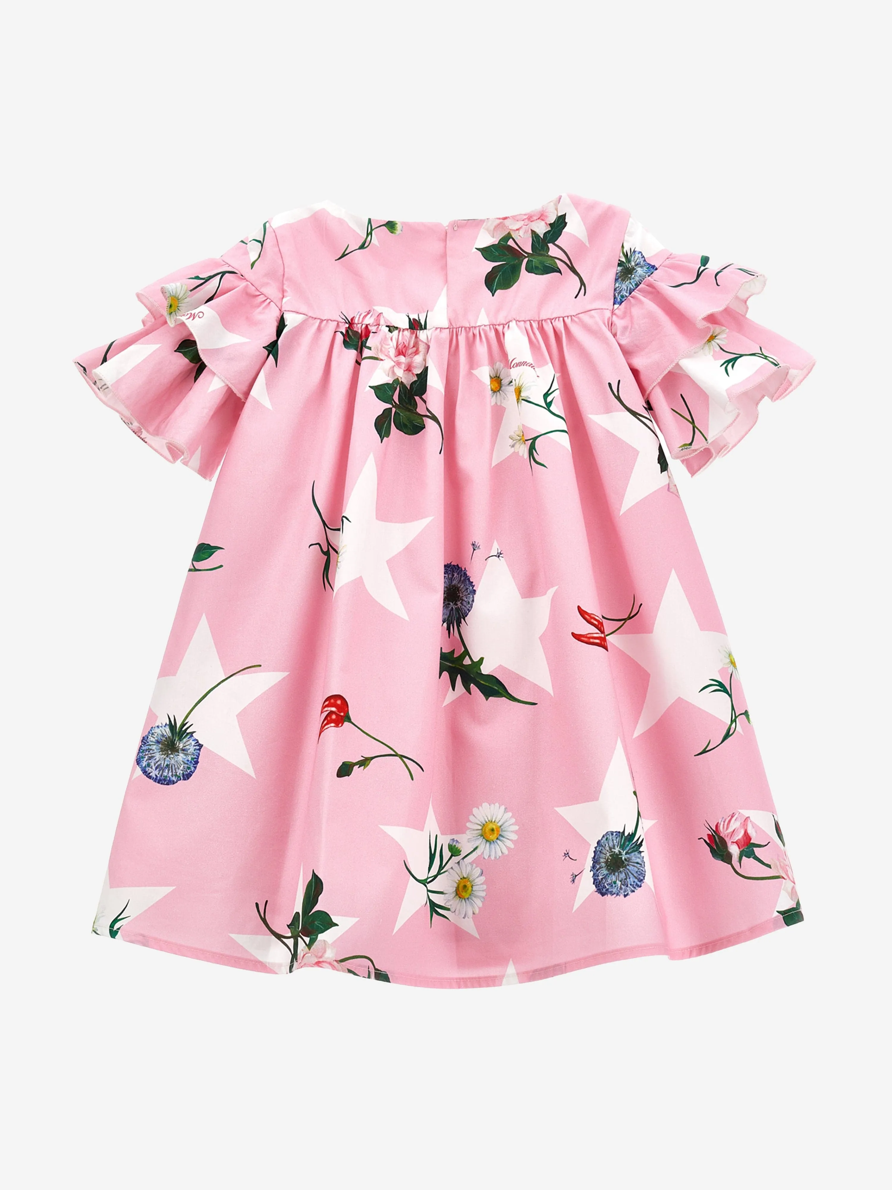 Monnalisa Girls Stars And Flowers Dress in Pink