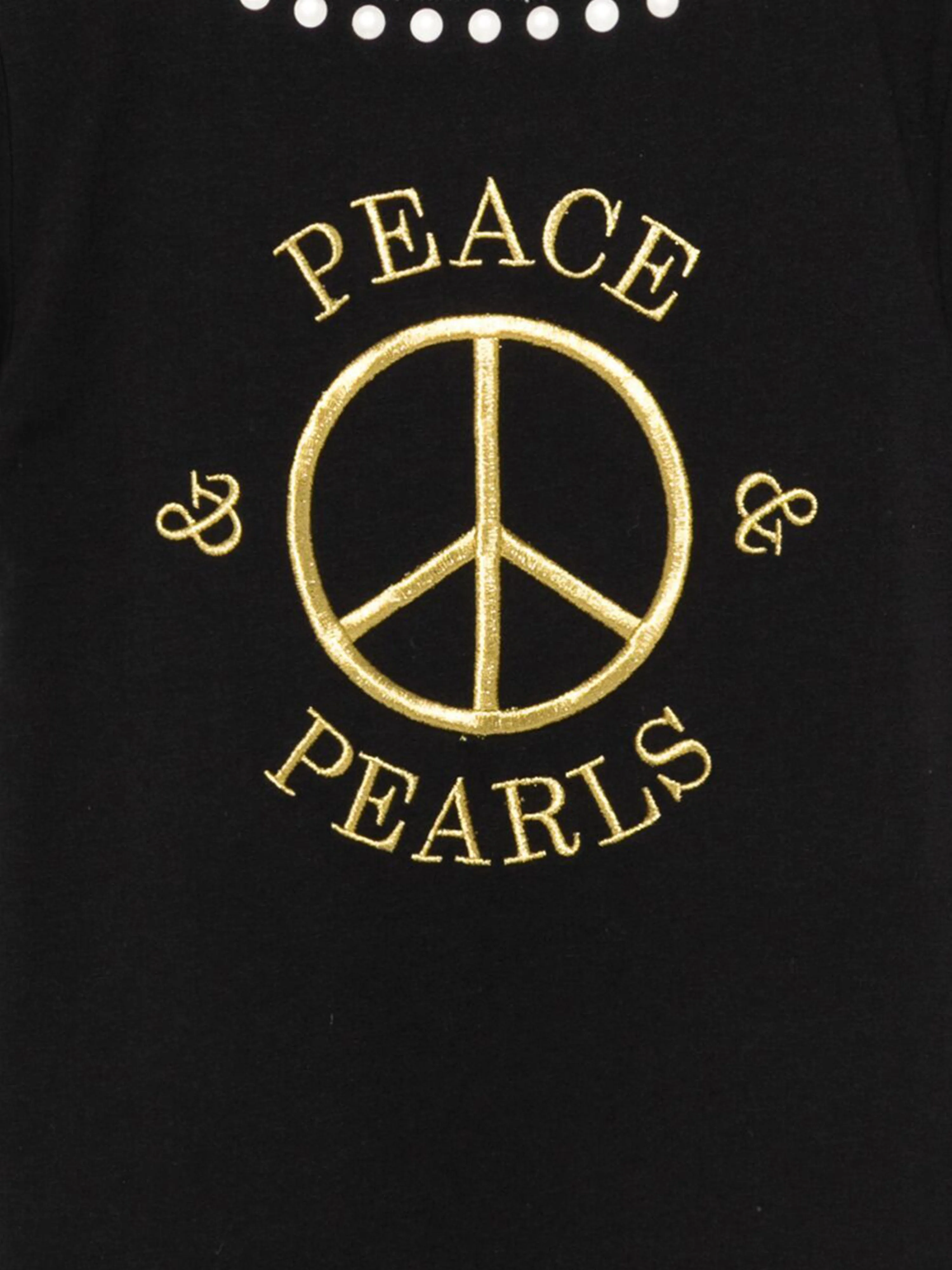 Moschino Girls Peace Pearls T-Shirt in Black