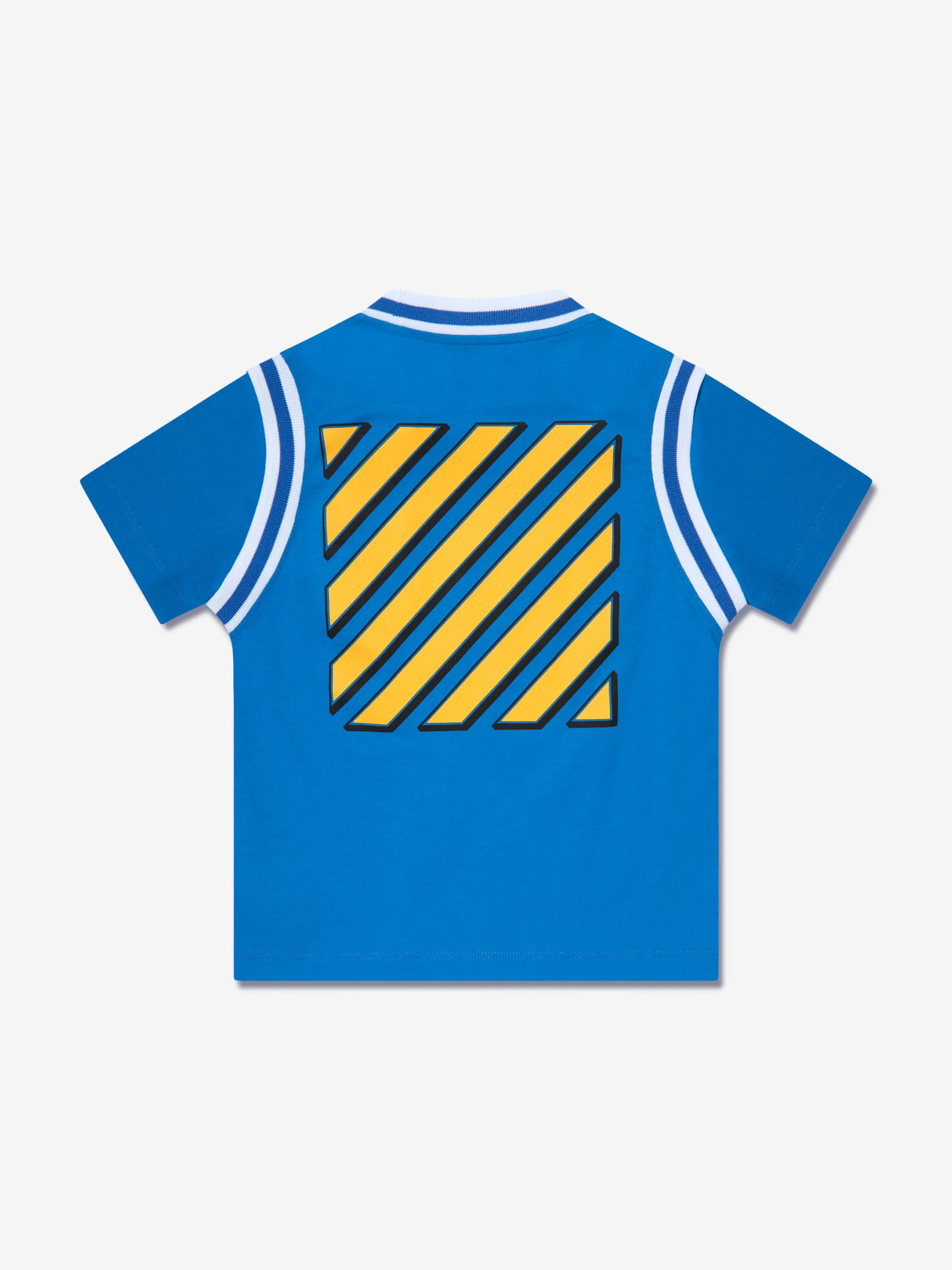 Off-White Boys Baseball Logo Rib T-Shirt in Blue