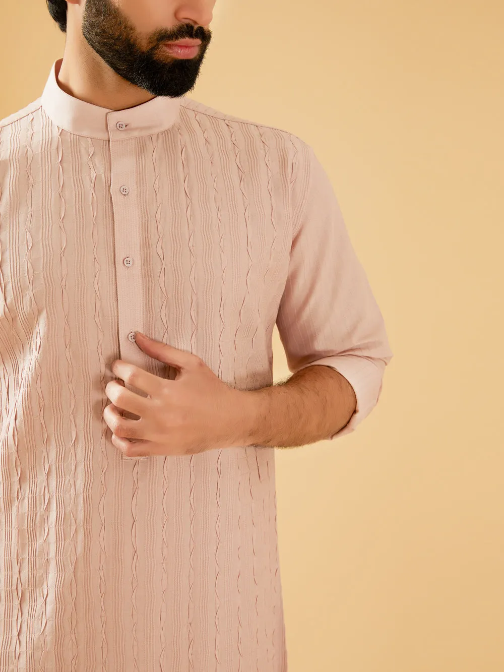 Peach Pink Silk Kurta