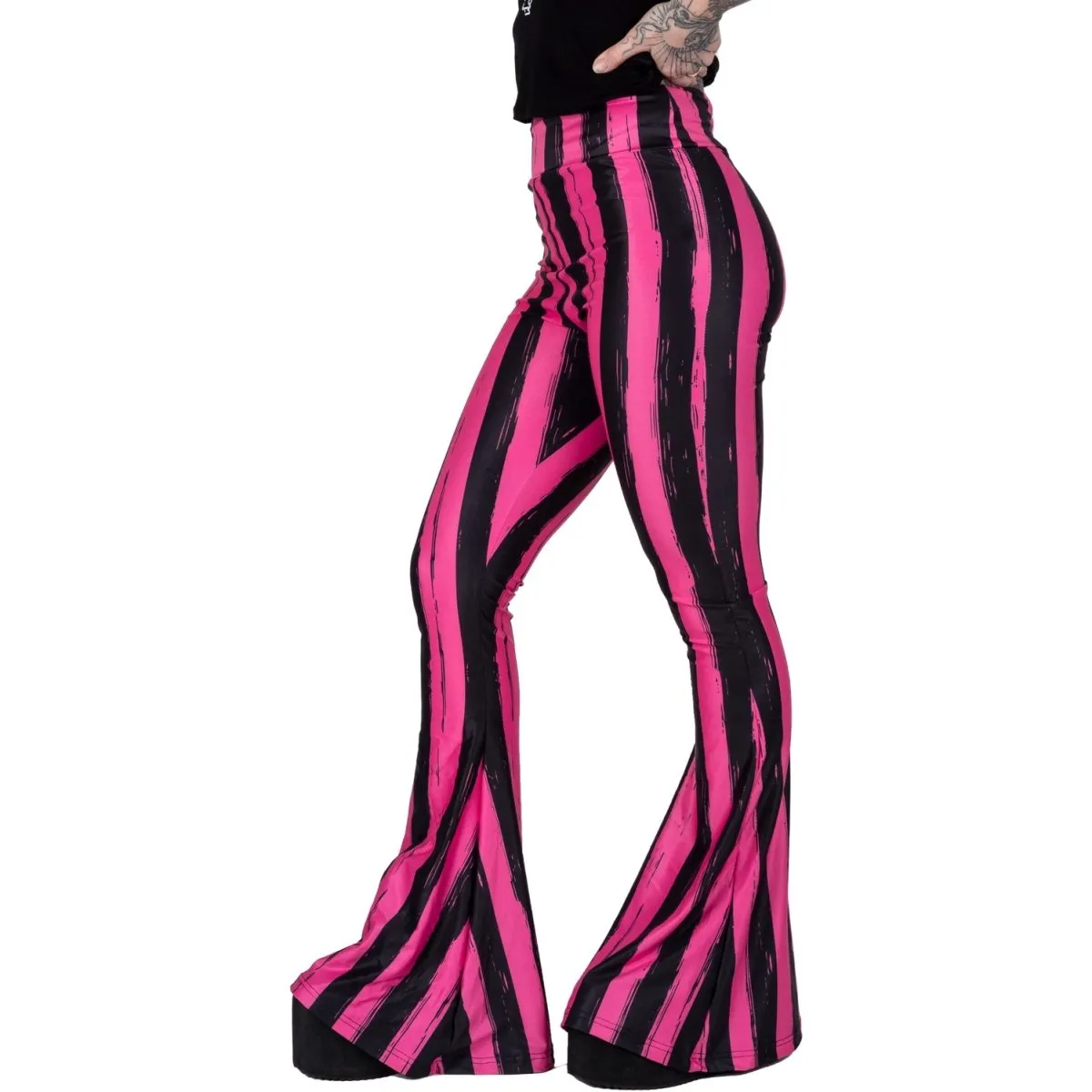 Pink Black Striped Hellz Bellz Flares