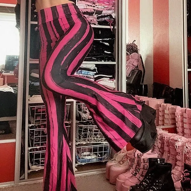 Pink Black Striped Hellz Bellz Flares