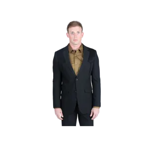 Platini Men's Western Suit With Suede Yokes And Elbow Patches Black Sport Coat