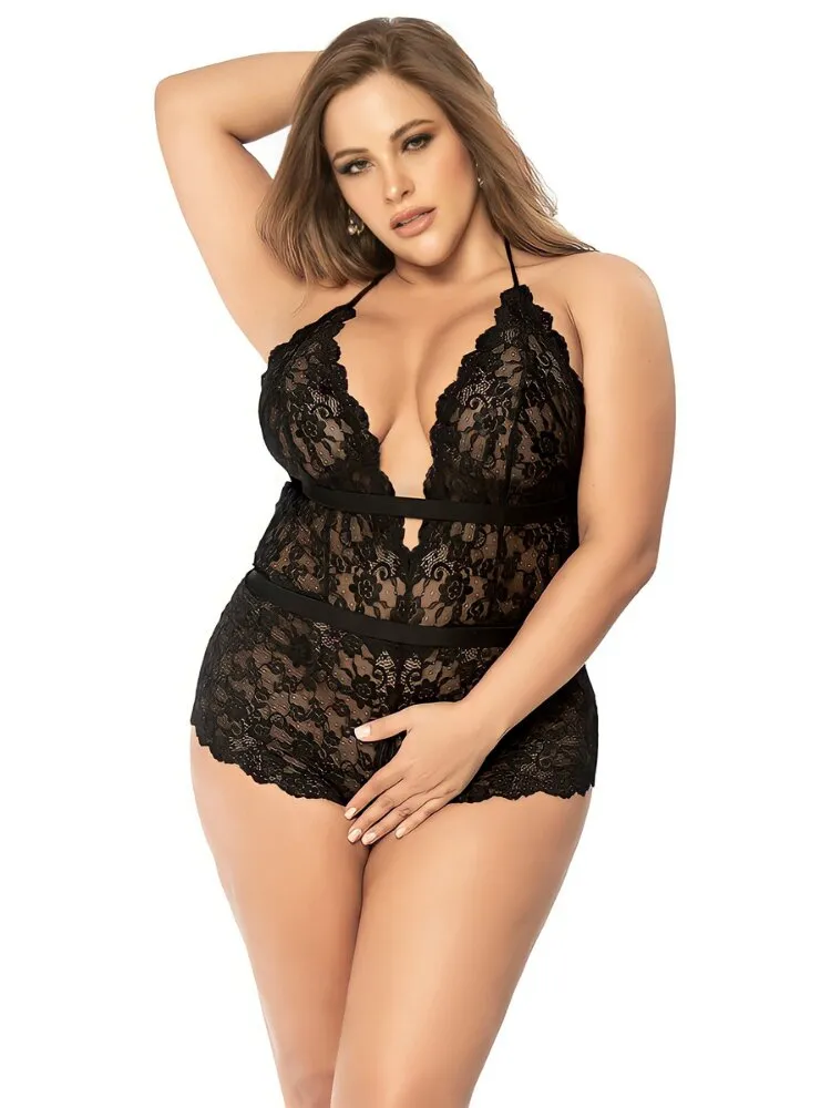 Plus Size No Privacy Lace Teddy