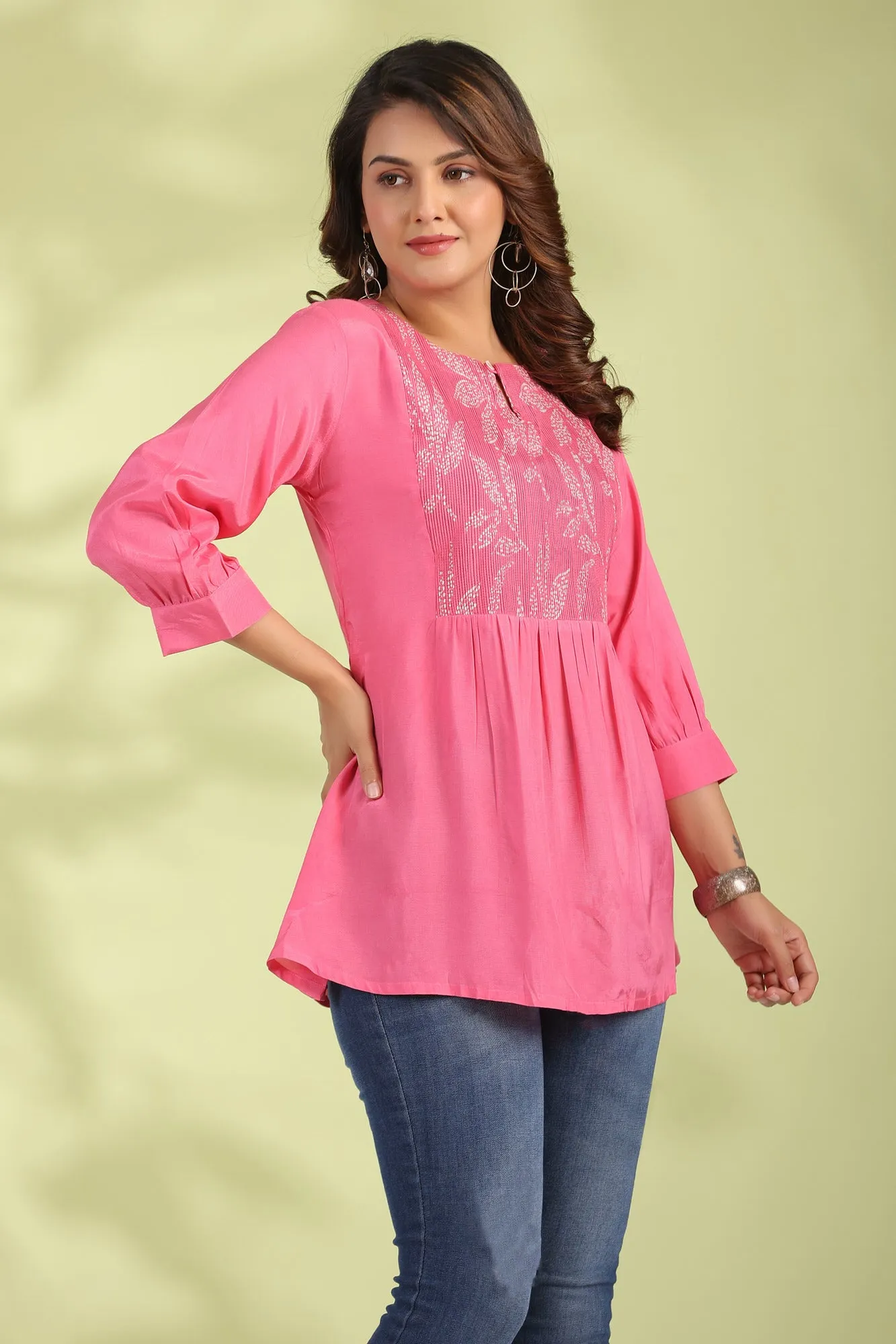 Printed Blush Pink Cotton Top