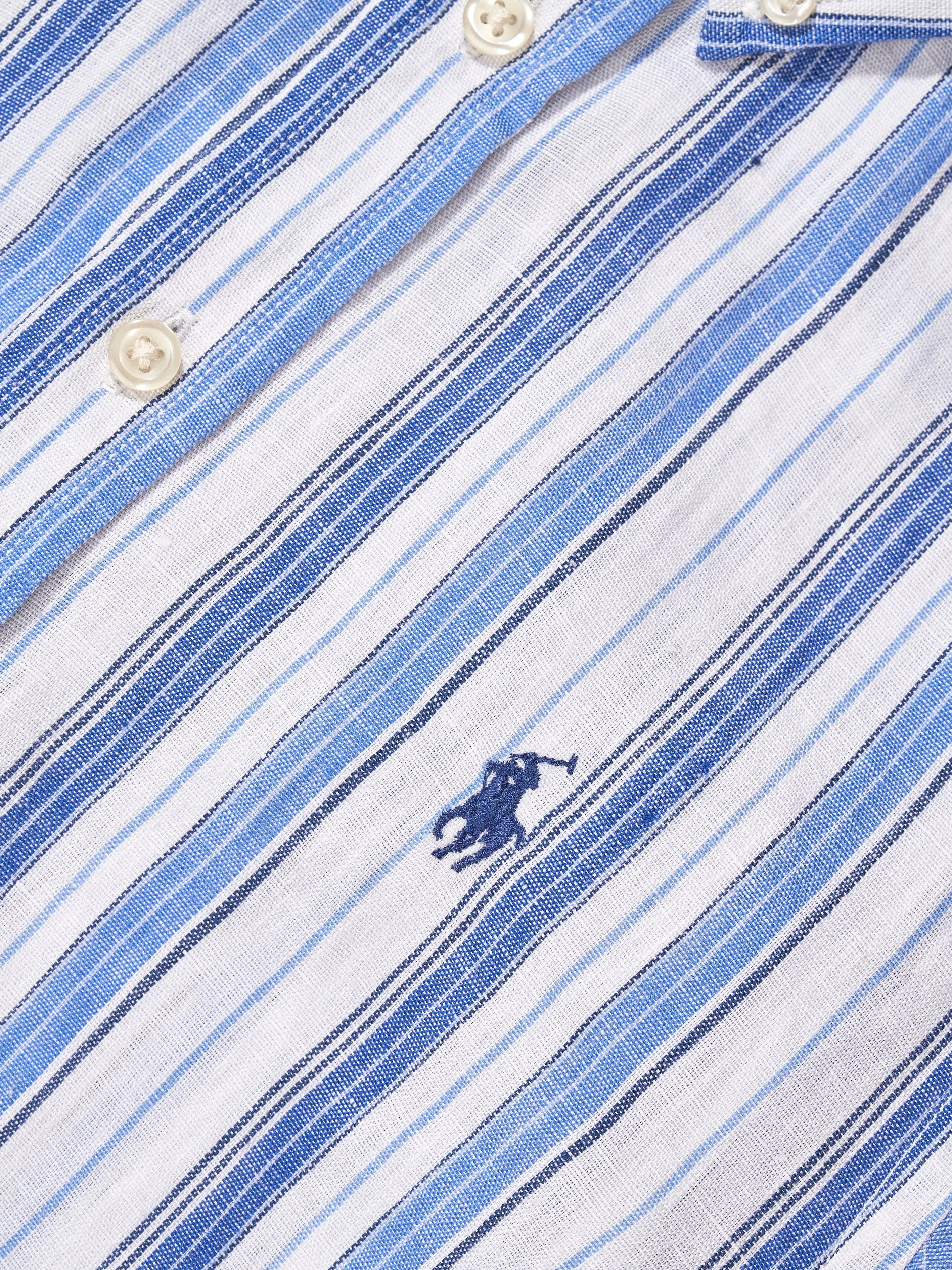 Ralph Lauren Boys Striped Short Sleeve Shirt in Blue