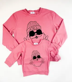 Santas Mauve Mommy and Me Matching Crewneck Sweaters