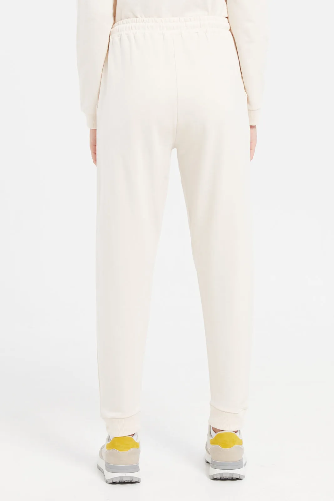 Senior Girls Cream Basic Track Pants