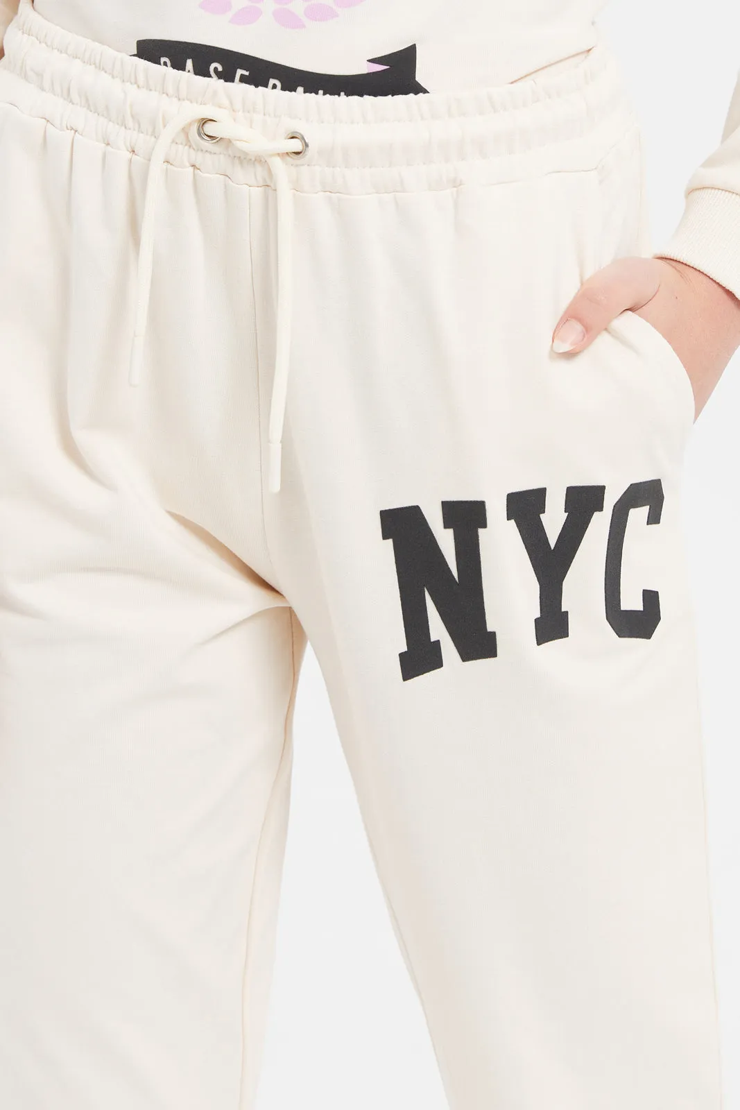 Senior Girls Cream Basic Track Pants