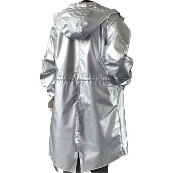 Silver Metallic Trench Coat