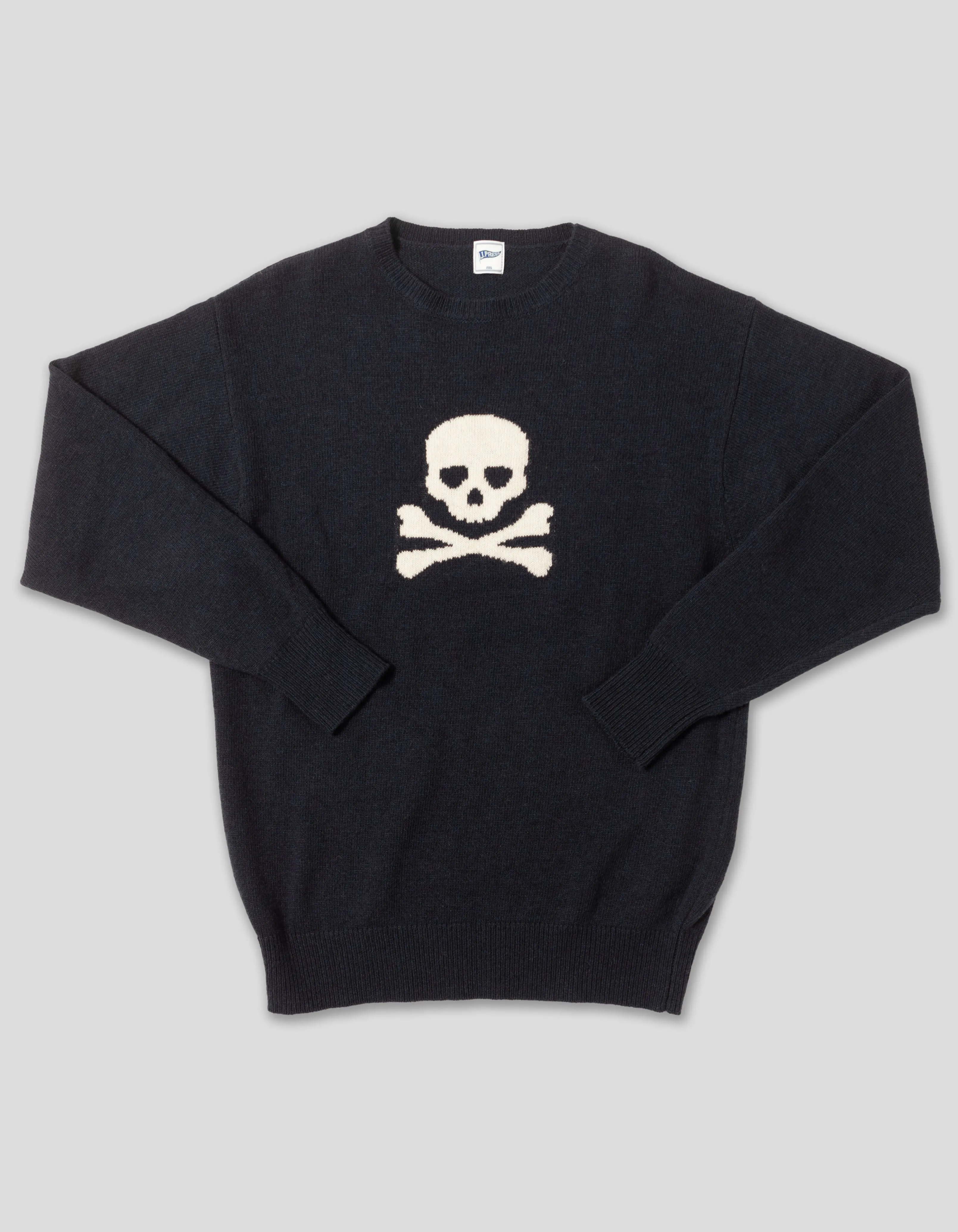 SKULL AND BONES CREW NECK SWEATER - NAVY