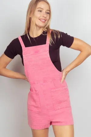 Sleeveless Double Gauze Overalls with Pockets