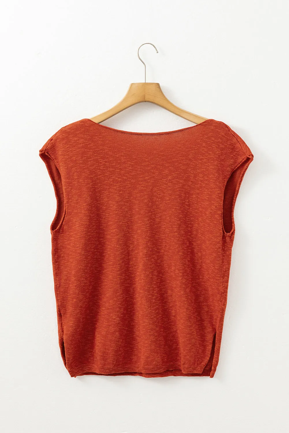 Solid V-Neck Short Sleeve Sweater