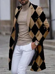 Street Retro Contrasting Checkerboard Print  Coat Jacket