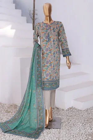 Summer Vibes By HZ Stitched 3 Piece Printed Lawn Vol-02 Collection'2024-PSL-412-Beige