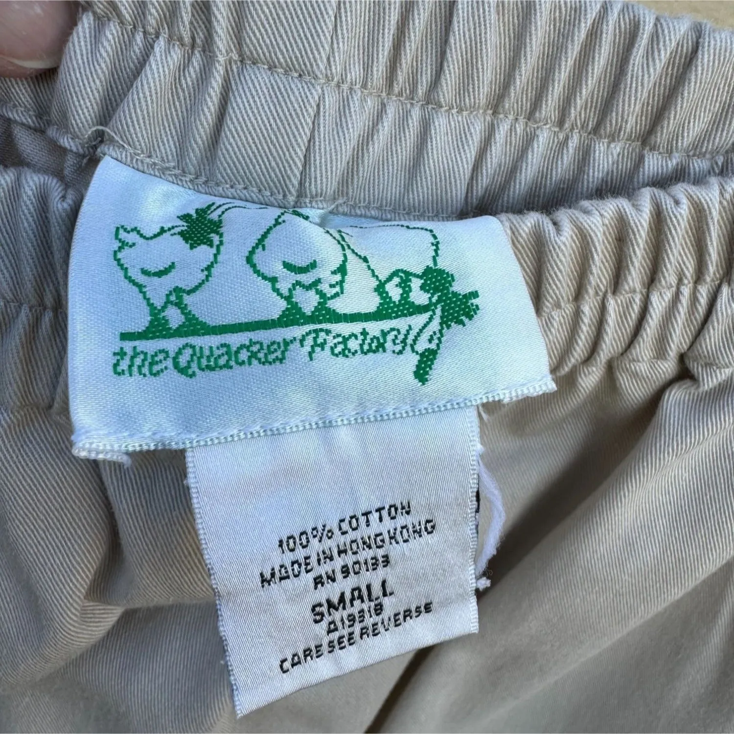 The Quacker Factory Heavyweight Cotton Elastic Waist Straight Leg Khaki Pants