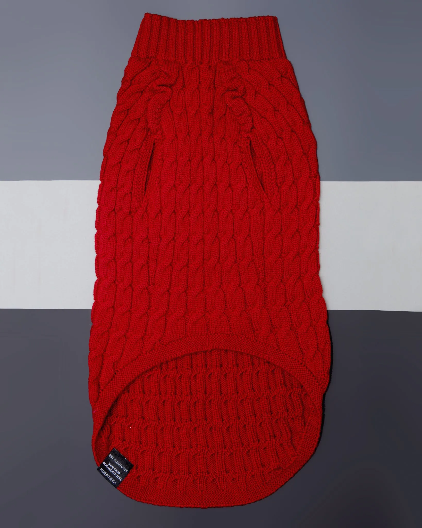 The Uptown Cable Knit Sweater in Big Apple Red Merino Wool (Made in NYC) (FINAL SALE)