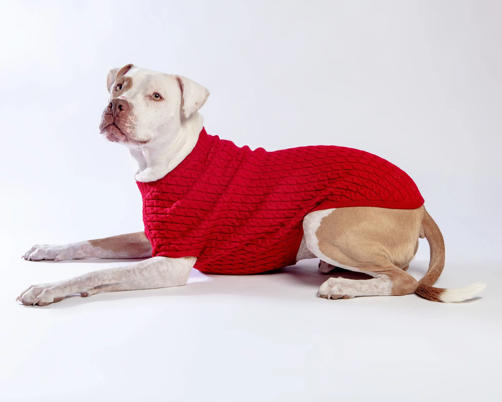 The Uptown Cable Knit Sweater in Big Apple Red Merino Wool (Made in NYC) (FINAL SALE)