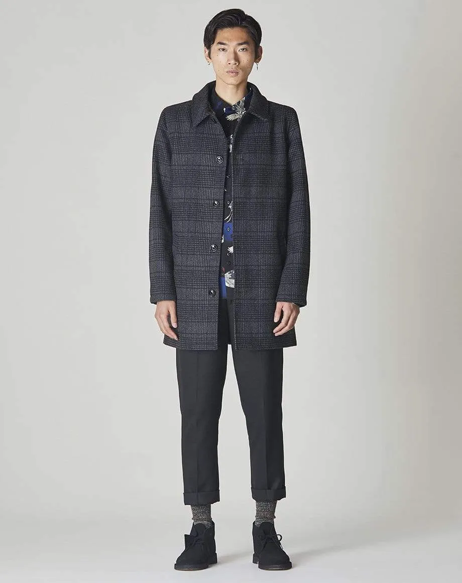 Troupe Mens Charcoal Check Overcoat | Grey