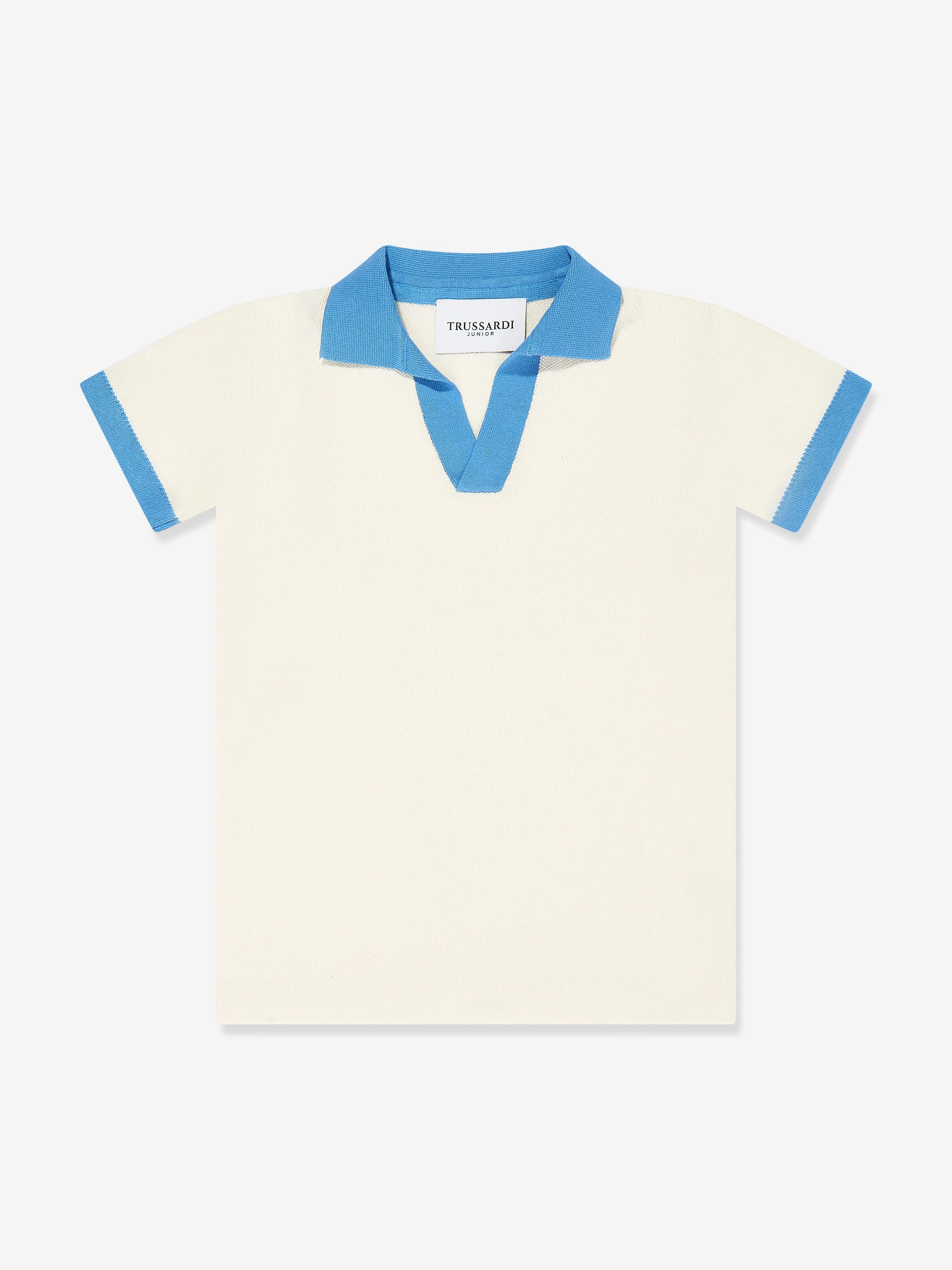 Trussardi Boys Achen Polo Shirt in Ivory