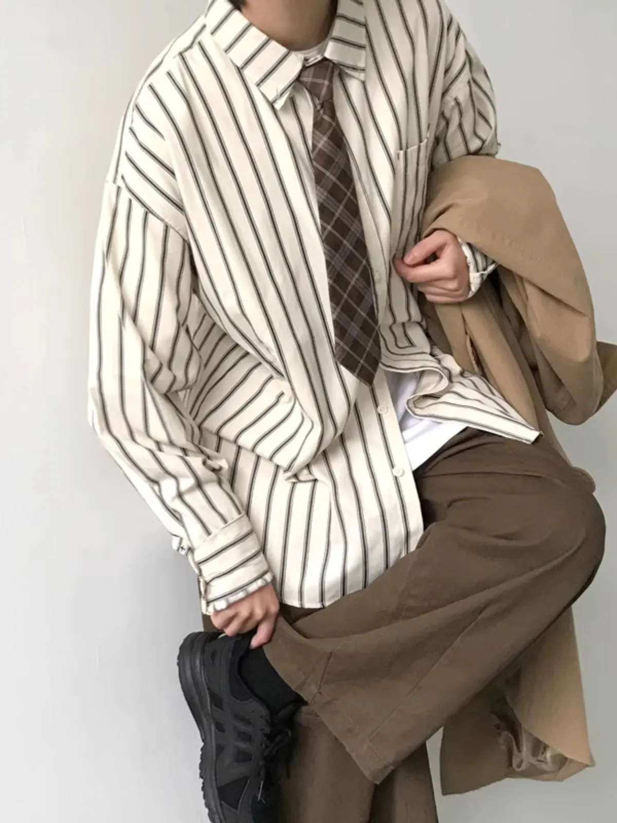 WLS Long Sleeve Striped Casual Vintage Shirt