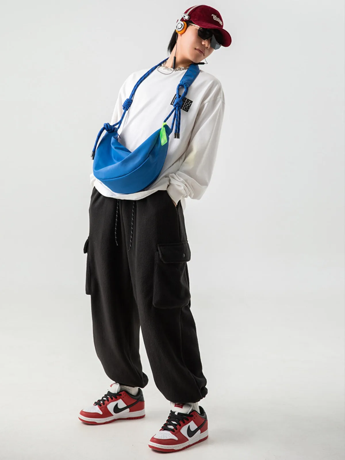 WLS Retro Japanese Large Pocket Design Sweatpants