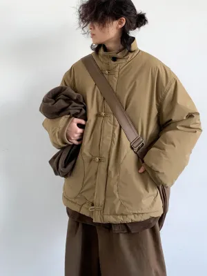 WLS Retro Khaki Buckle Loose Cotton Coat