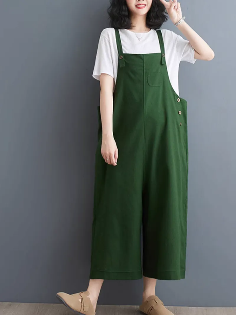 Women's Loose Casual Solid Color Overalls Dungarees