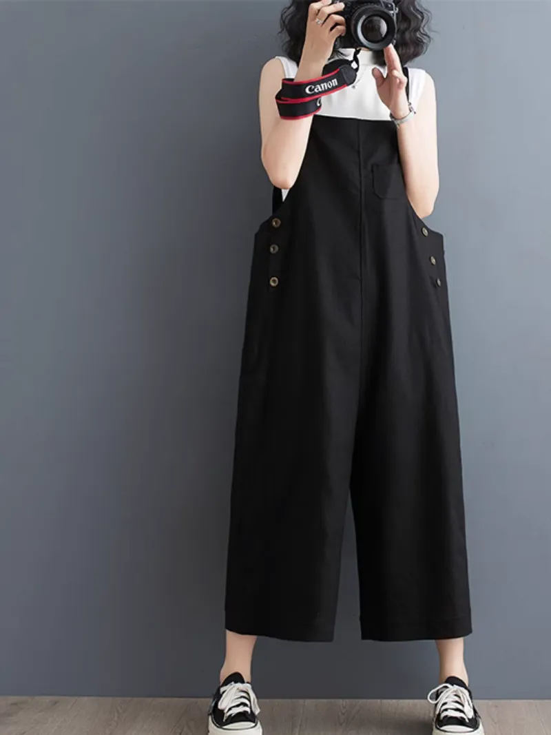 Women's Loose Casual Solid Color Overalls Dungarees