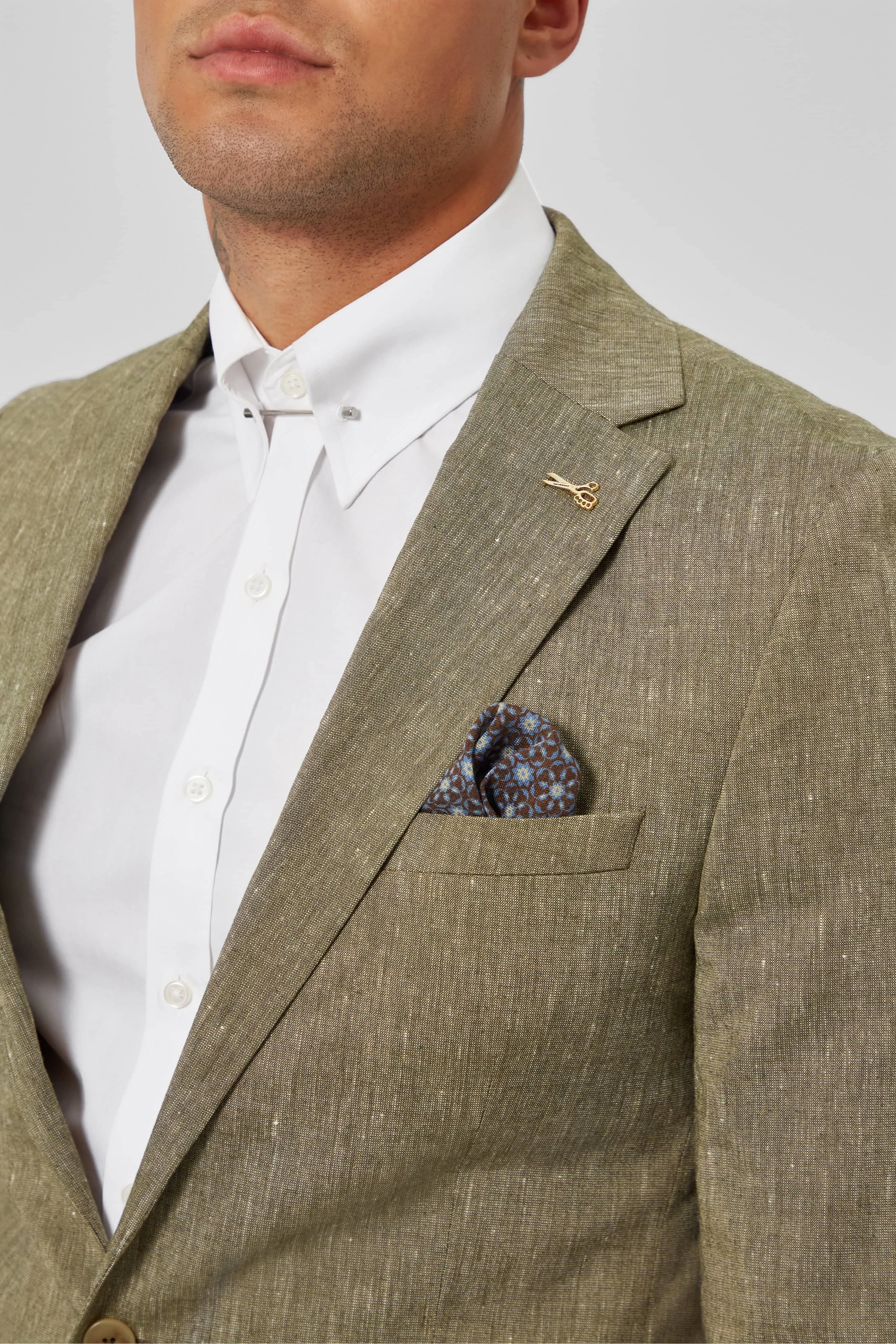 Wooten Slim Fit Khaki Linen Jacket - ARCHIVE