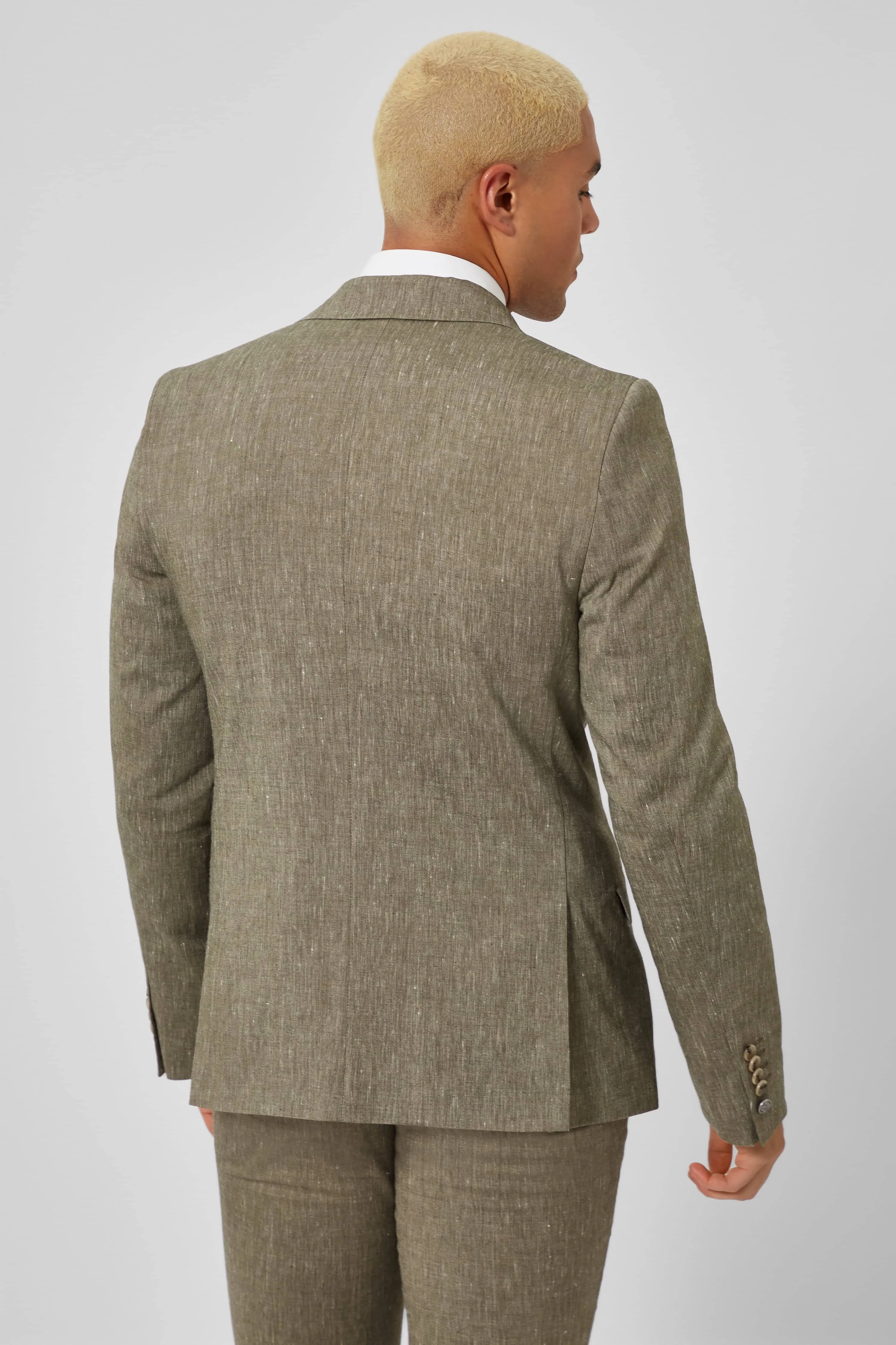 Wooten Slim Fit Khaki Linen Jacket - ARCHIVE