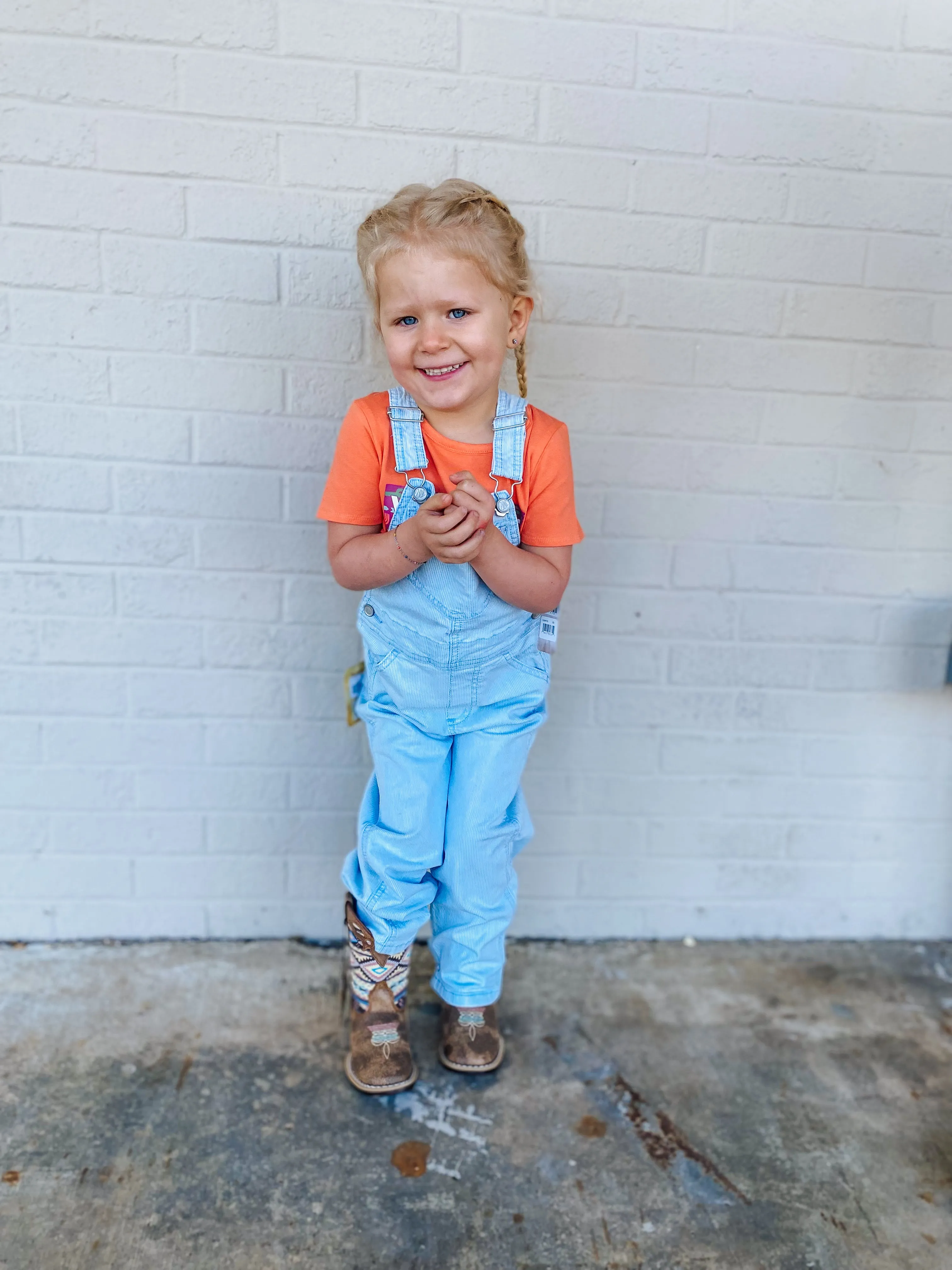 Wrangler Little Girl's Denim Overalls in Grace